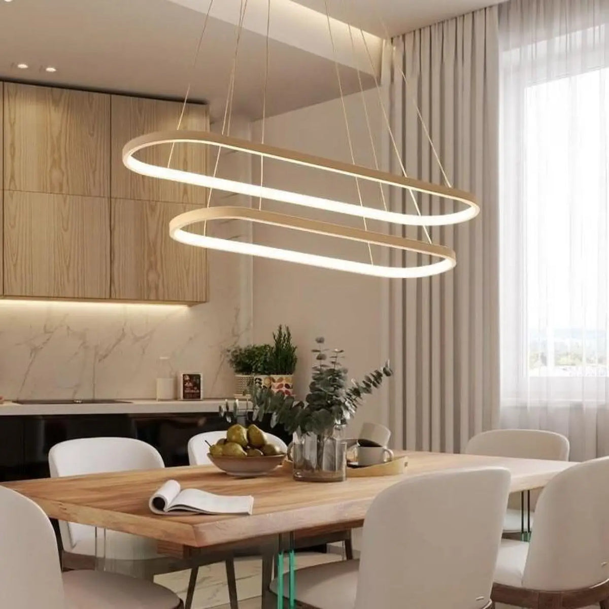 Pendelleuchte Gold mit Ringen LED