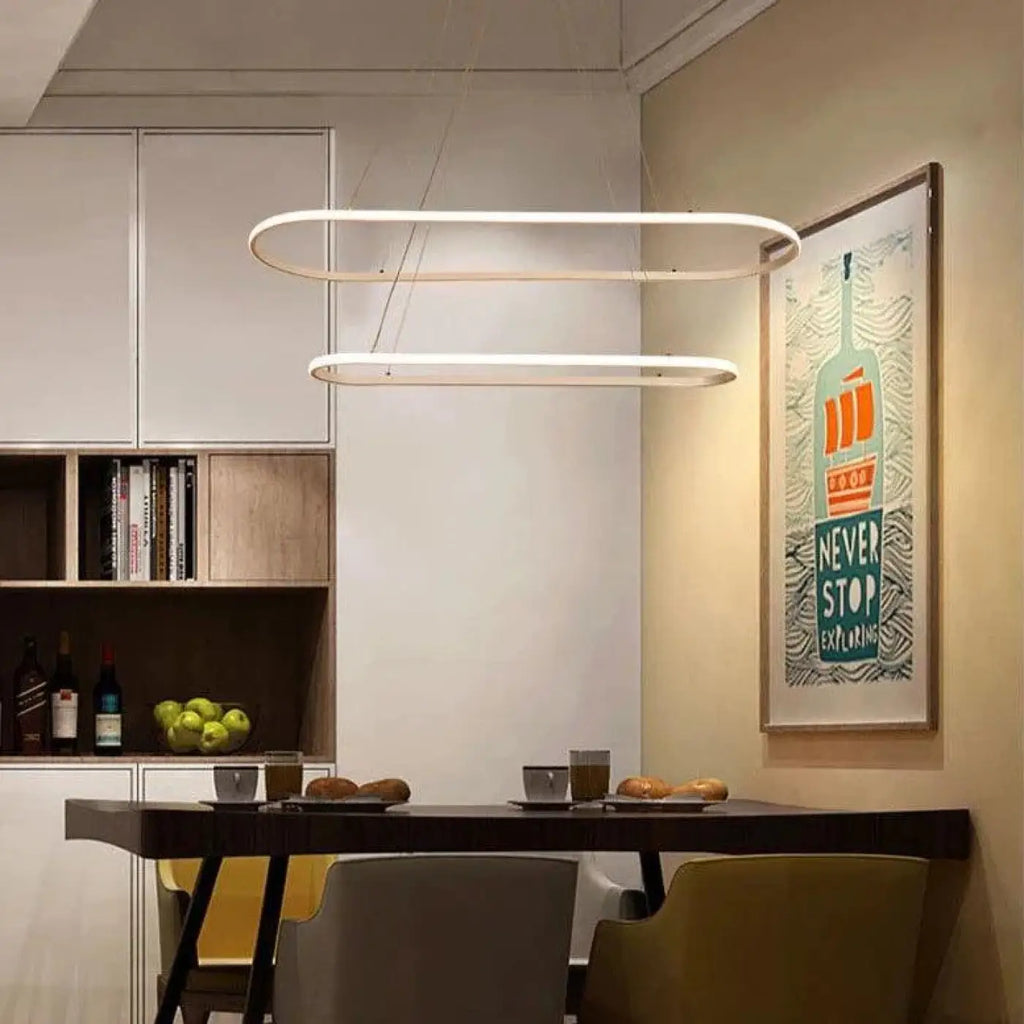Pendelleuchte Gold mit Ringen LED