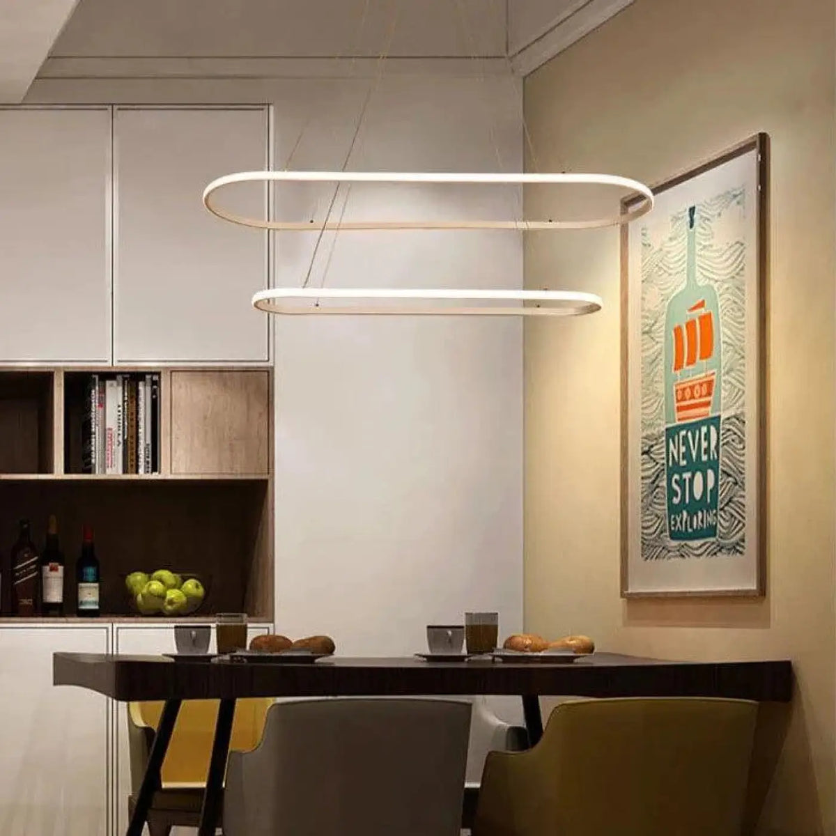 Pendelleuchte Gold mit Ringen LED