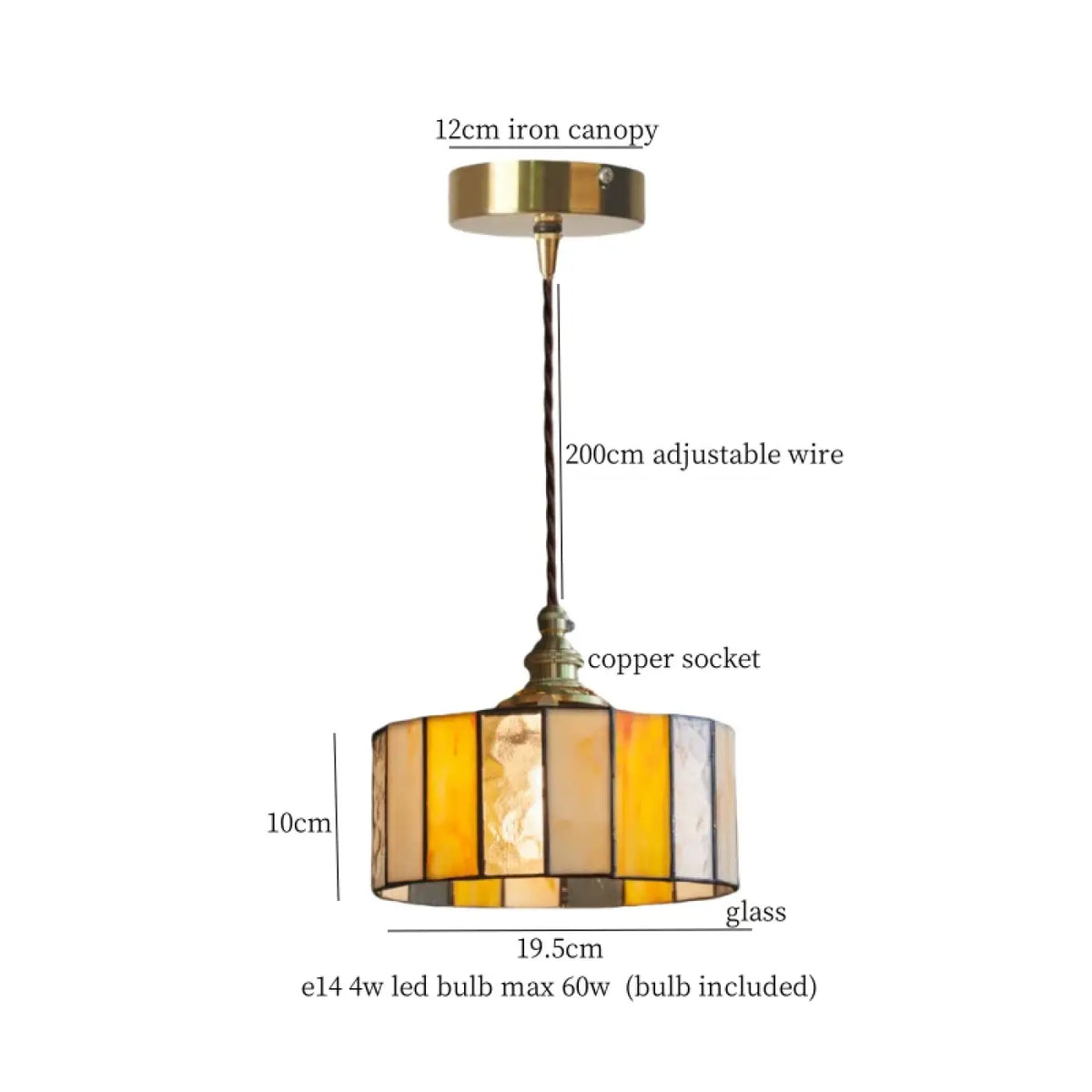 Pendelleuchte Glas Farbig und Kupfer
