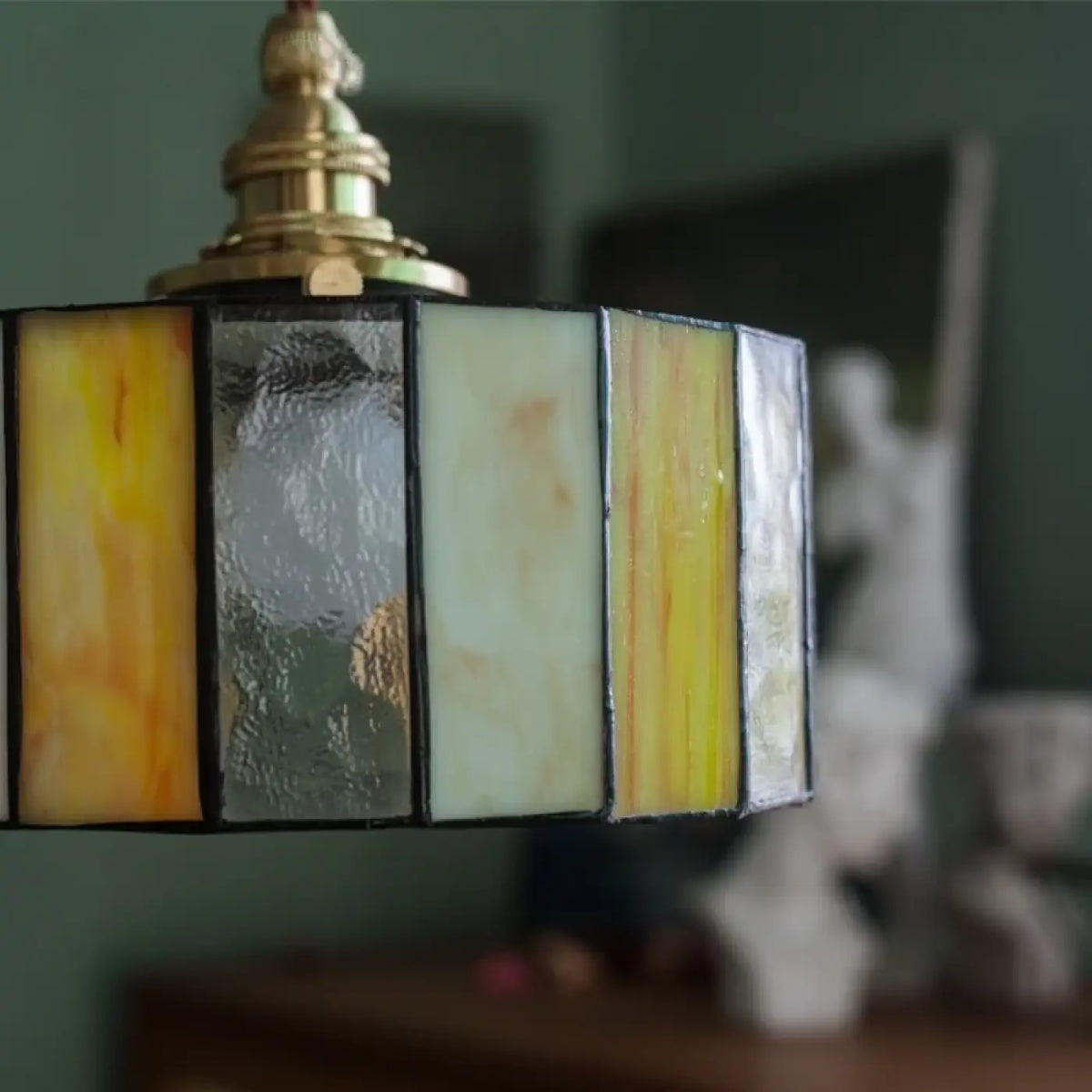 Pendelleuchte Glas Farbig und Kupfer