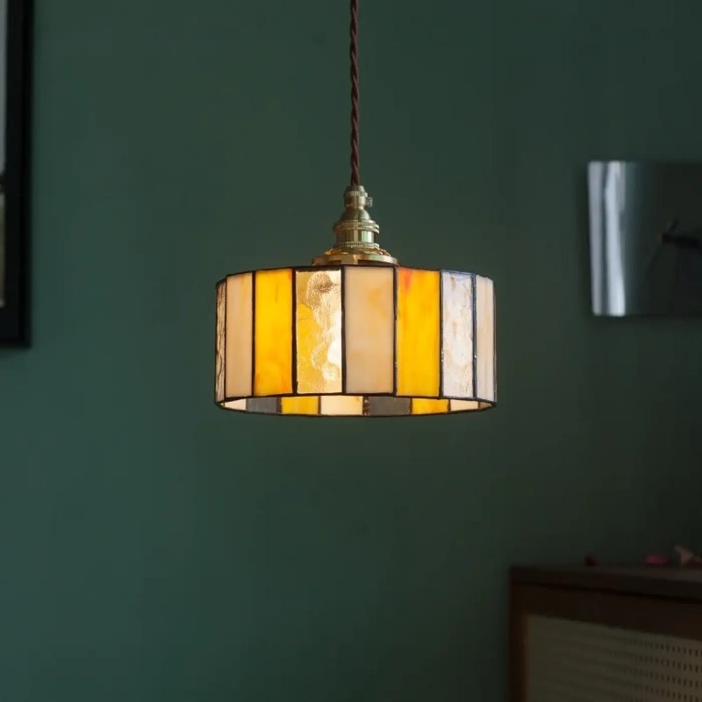 Pendelleuchte Glas Farbig und Kupfer
