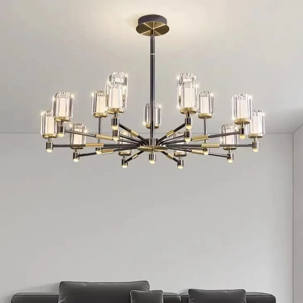 Pendelleuchte Glas Geriffelt und Metall