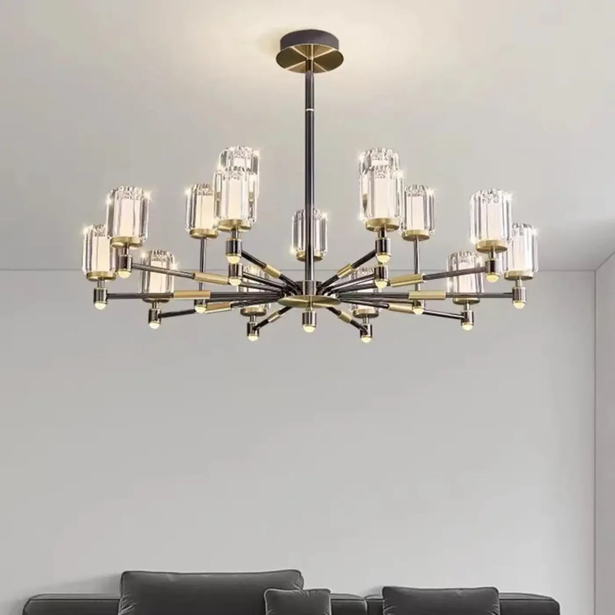 Pendelleuchte Glas Geriffelt und Metall