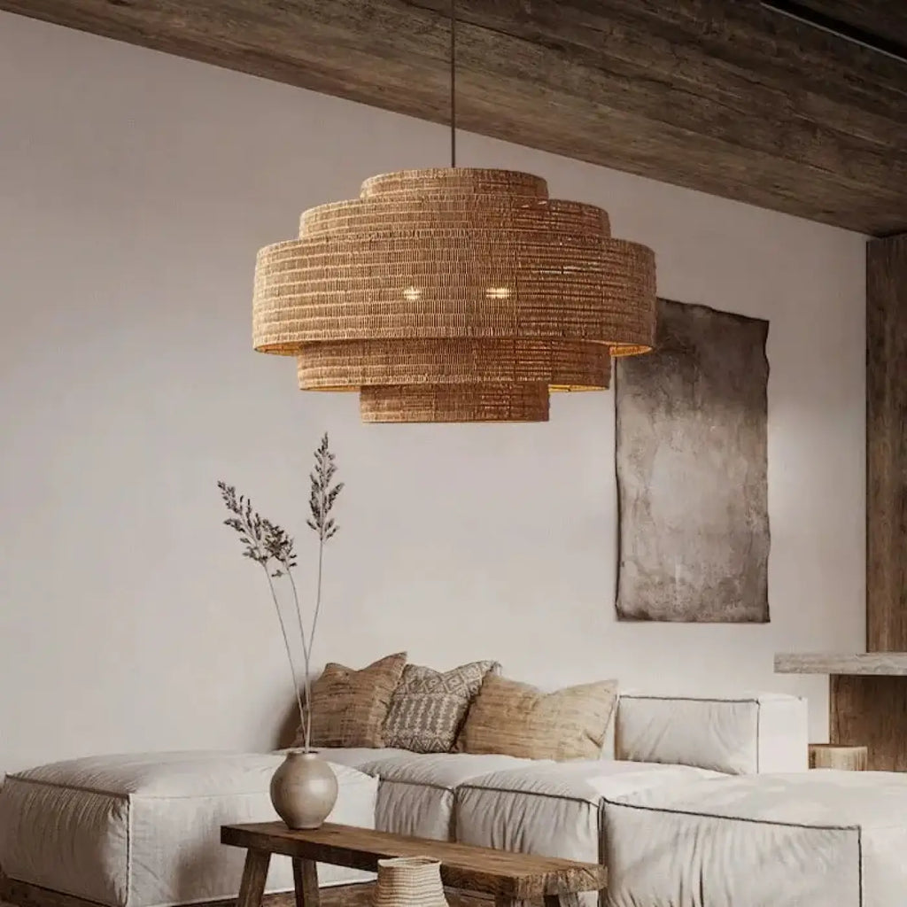 Pendelleuchte aus Naturfasern Boho