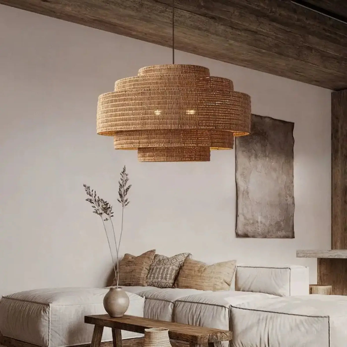 Pendelleuchte aus Naturfasern Boho