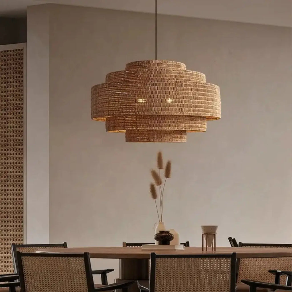 Pendelleuchte aus Naturfasern Boho