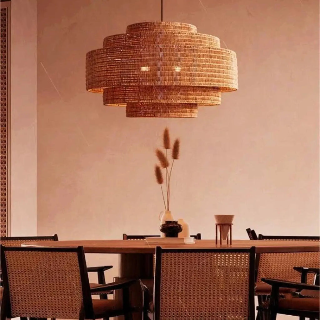 Pendelleuchte aus Naturfasern Boho