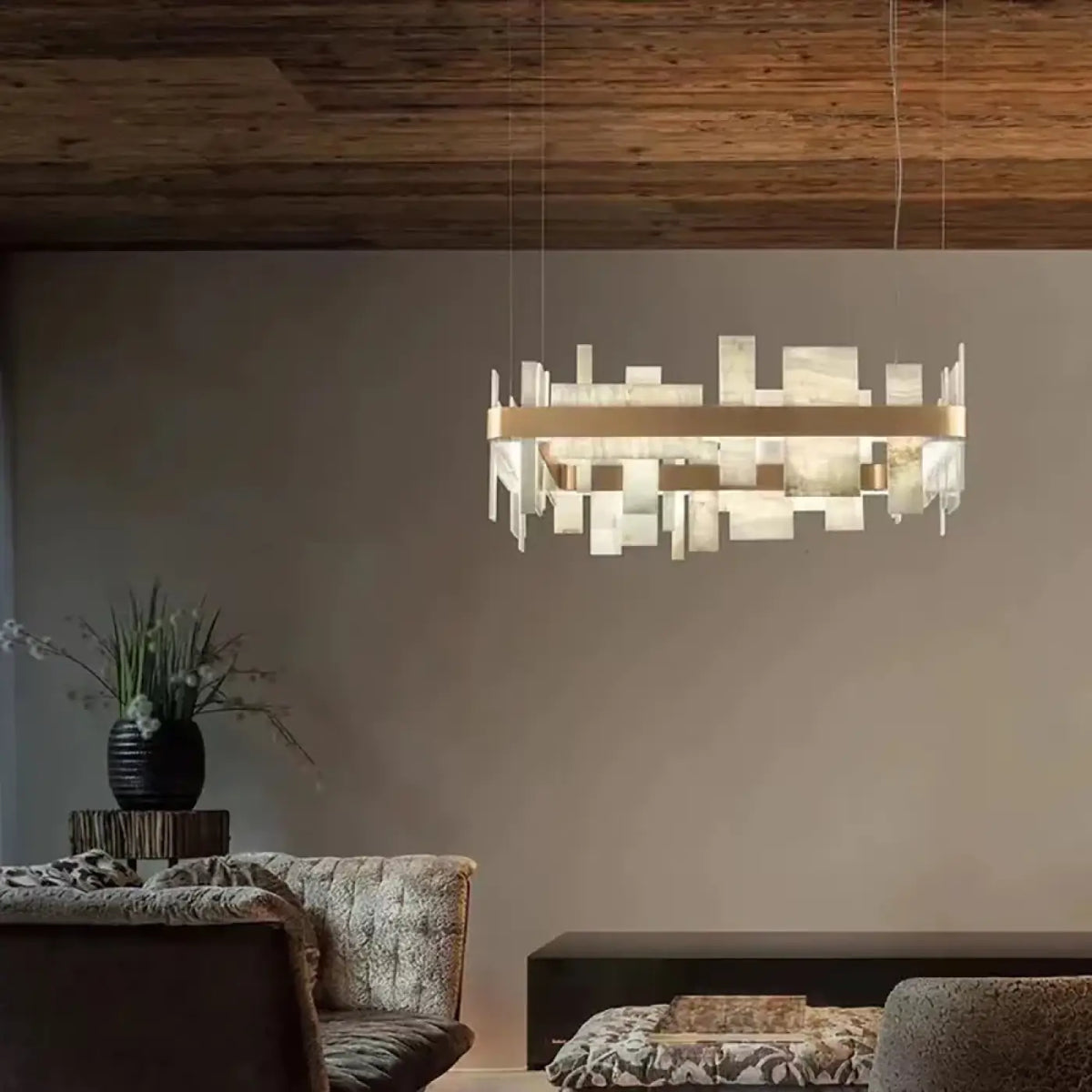 Pendelleuchte Geometrisch LED Marmoroptik