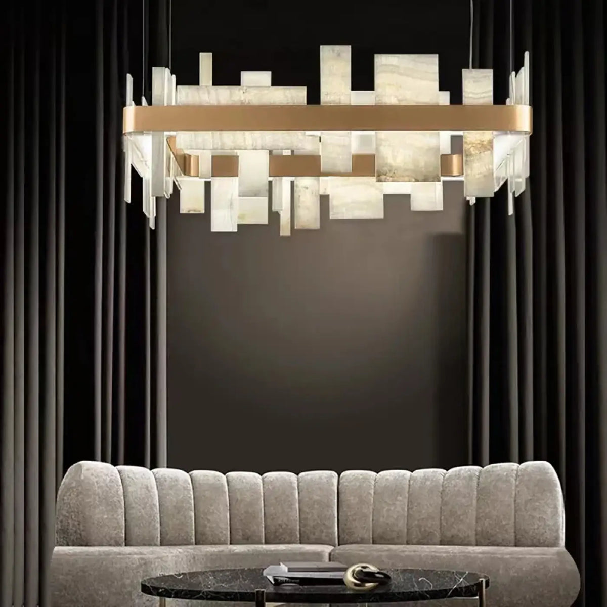 Pendelleuchte Geometrisch LED Marmoroptik