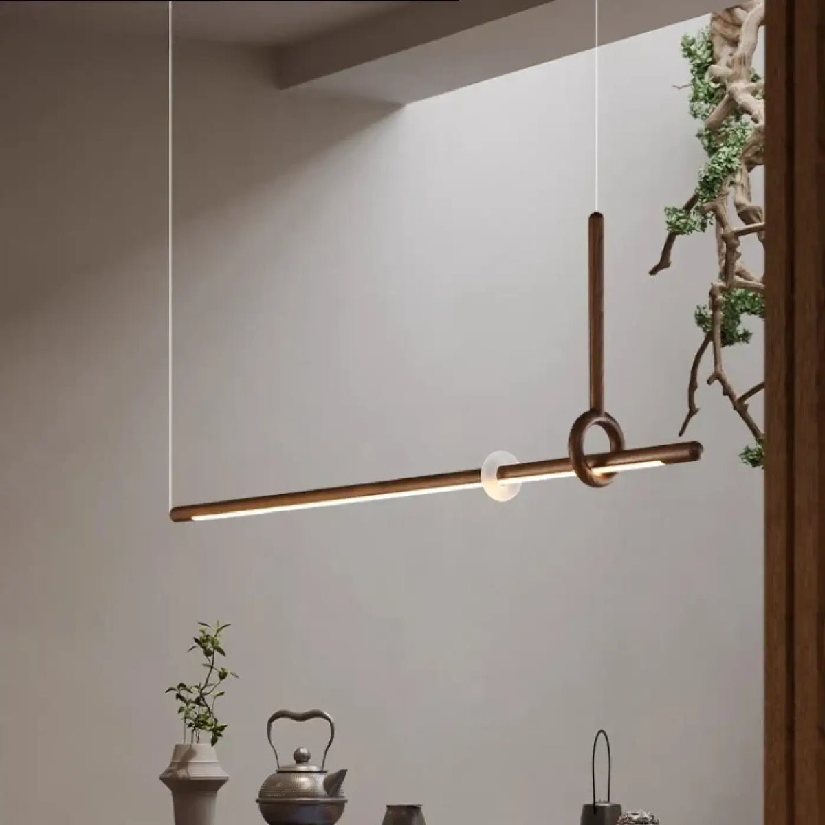 Pendelleuchte LED Holz und Acryl Design