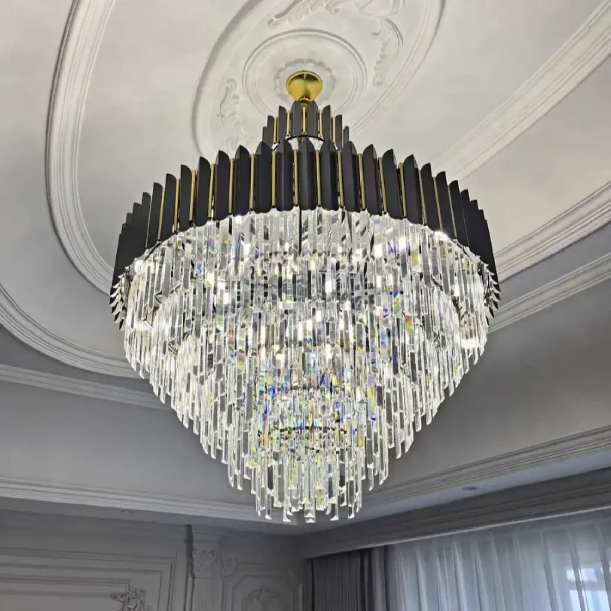 Pendelleuchte Kristall Facettiert Hochglanz für Wohnzimmer