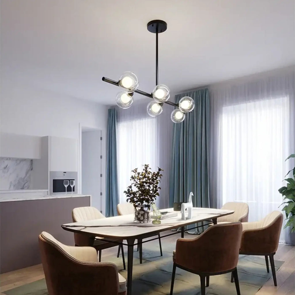 Pendelleuchte Minimalistisch Schwarz aus Opalglas