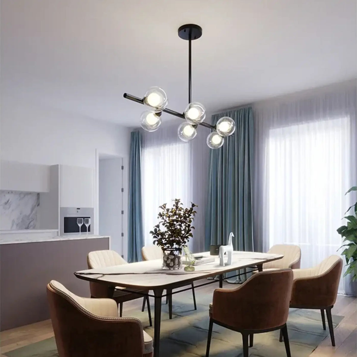 Pendelleuchte Minimalistisch Schwarz aus Opalglas