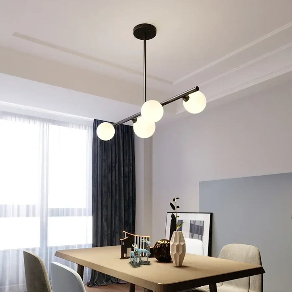 Pendelleuchte Minimalistisch Schwarz aus Opalglas