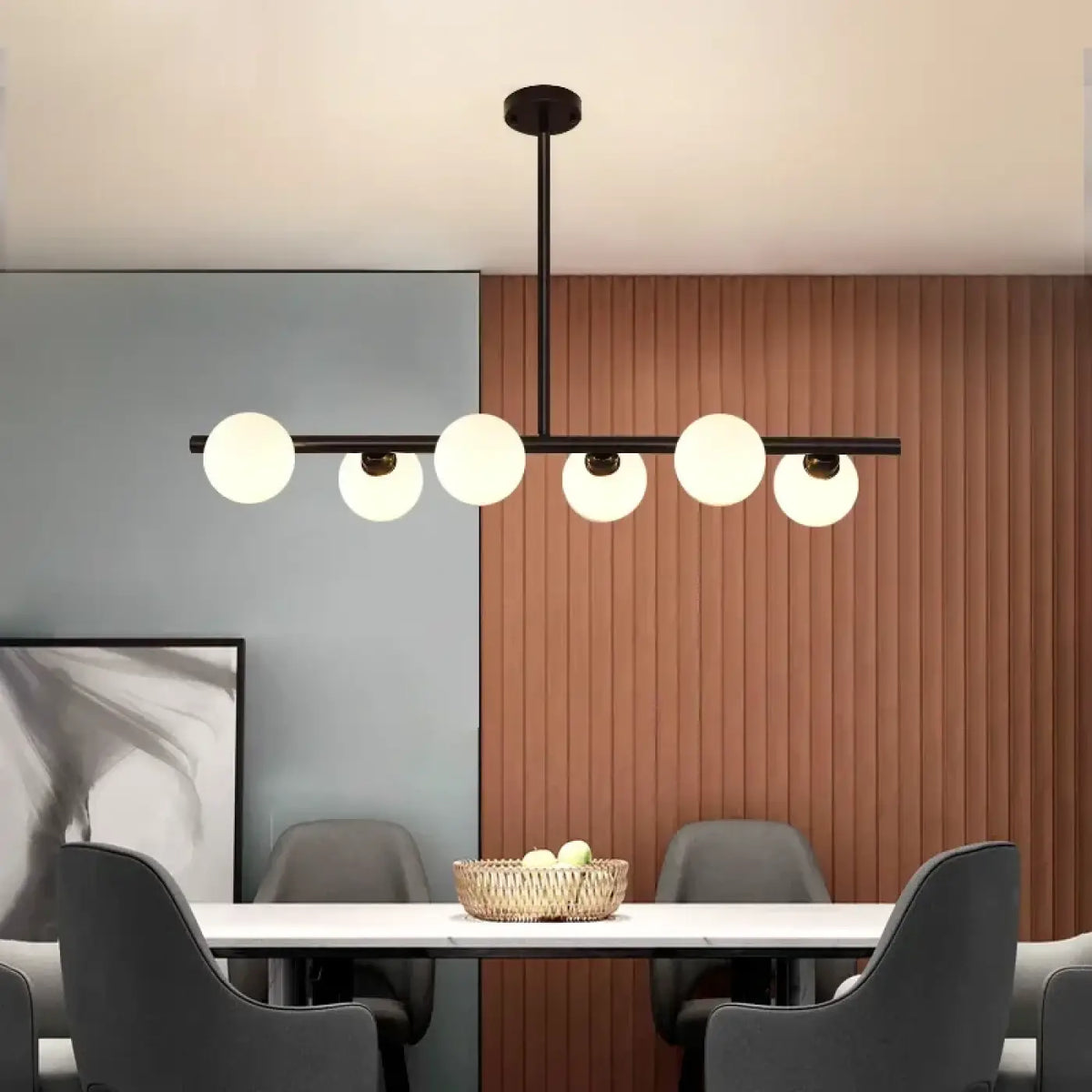 Pendelleuchte Minimalistisch Schwarz aus Opalglas