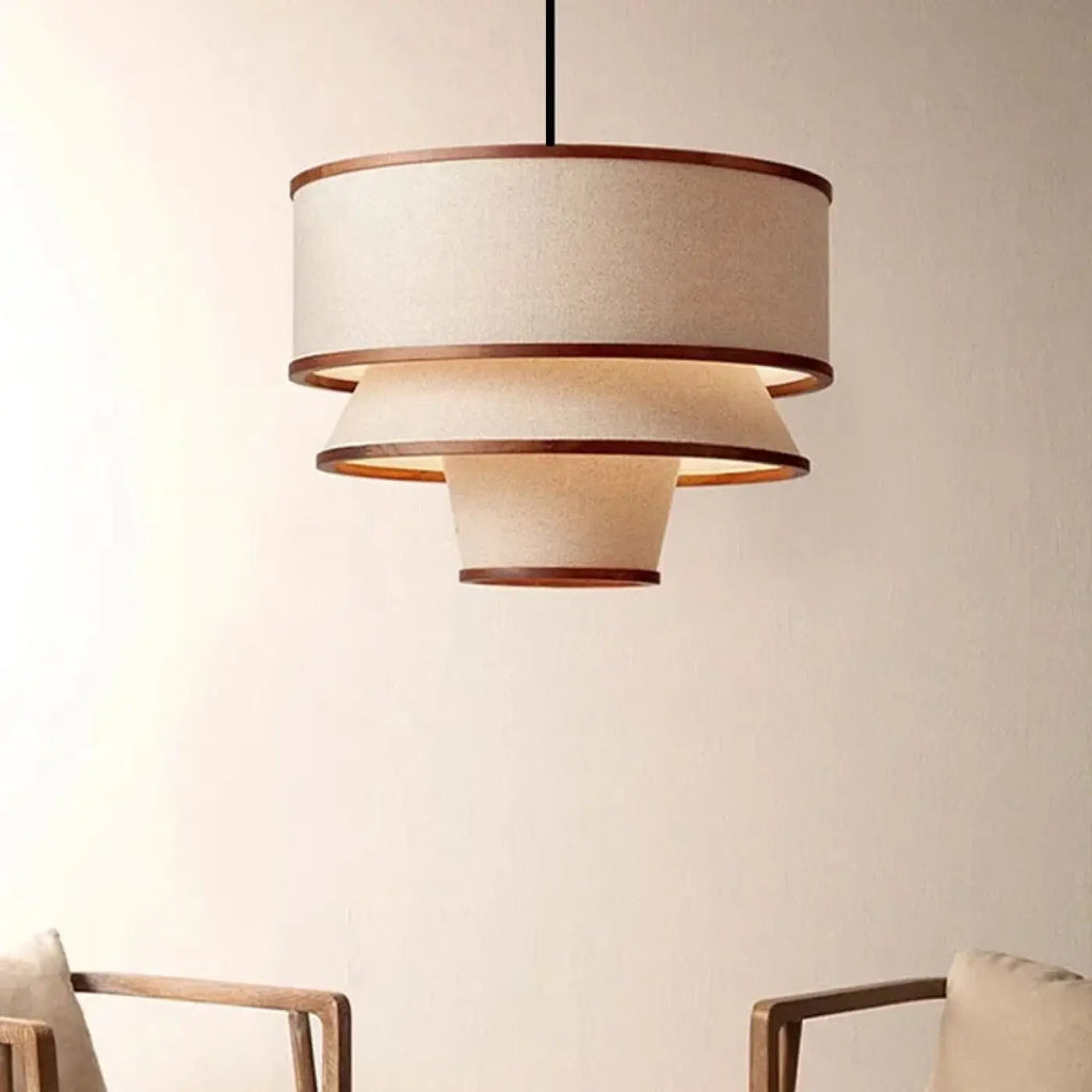 Pendelleuchte Modern aus Stoff Beige