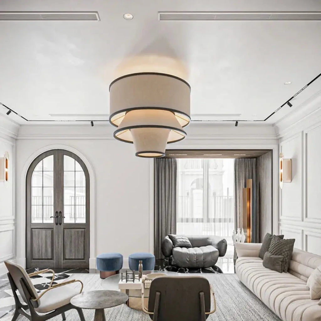 Pendelleuchte Modern aus Stoff Beige