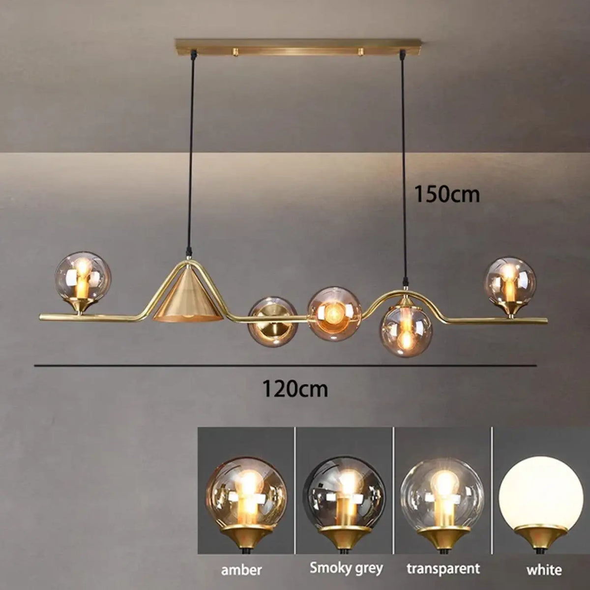 Pendelleuchte Originell mit Kugeln aus Rauchglas