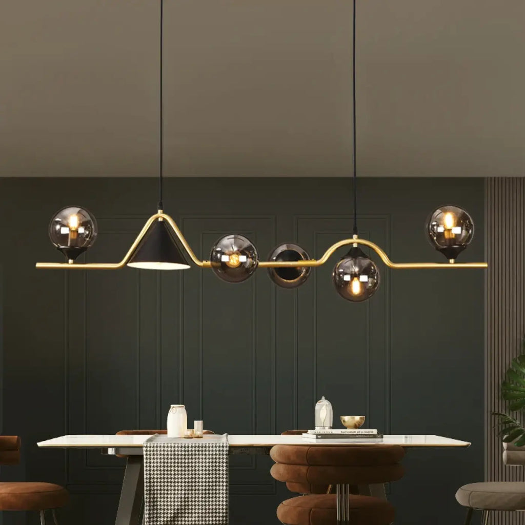 Pendelleuchte Originell mit Kugeln aus Rauchglas