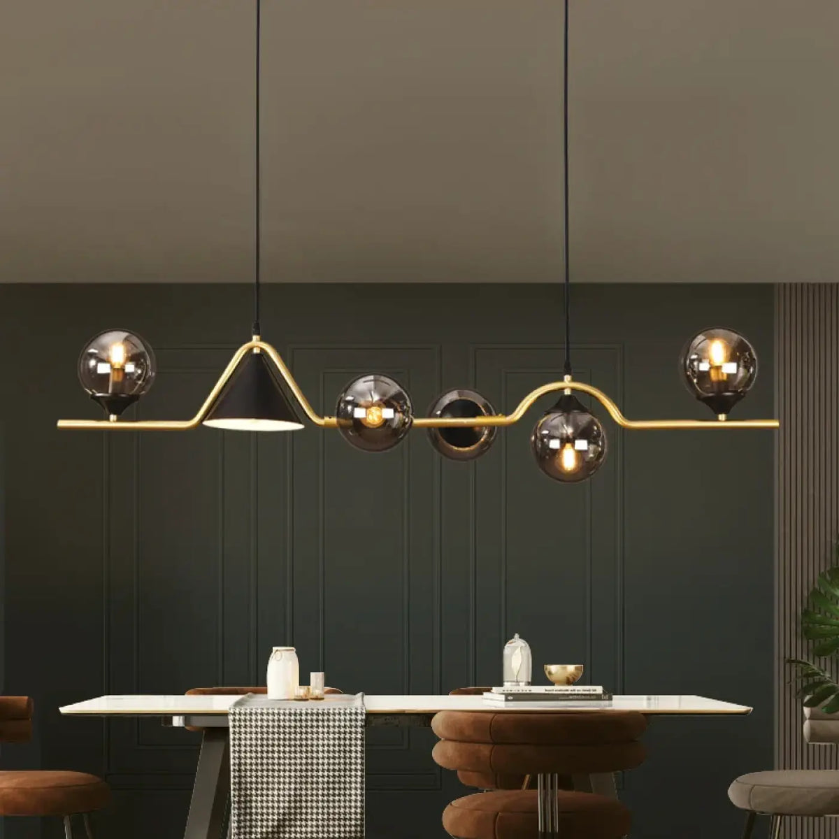Pendelleuchte Originell mit Kugeln aus Rauchglas