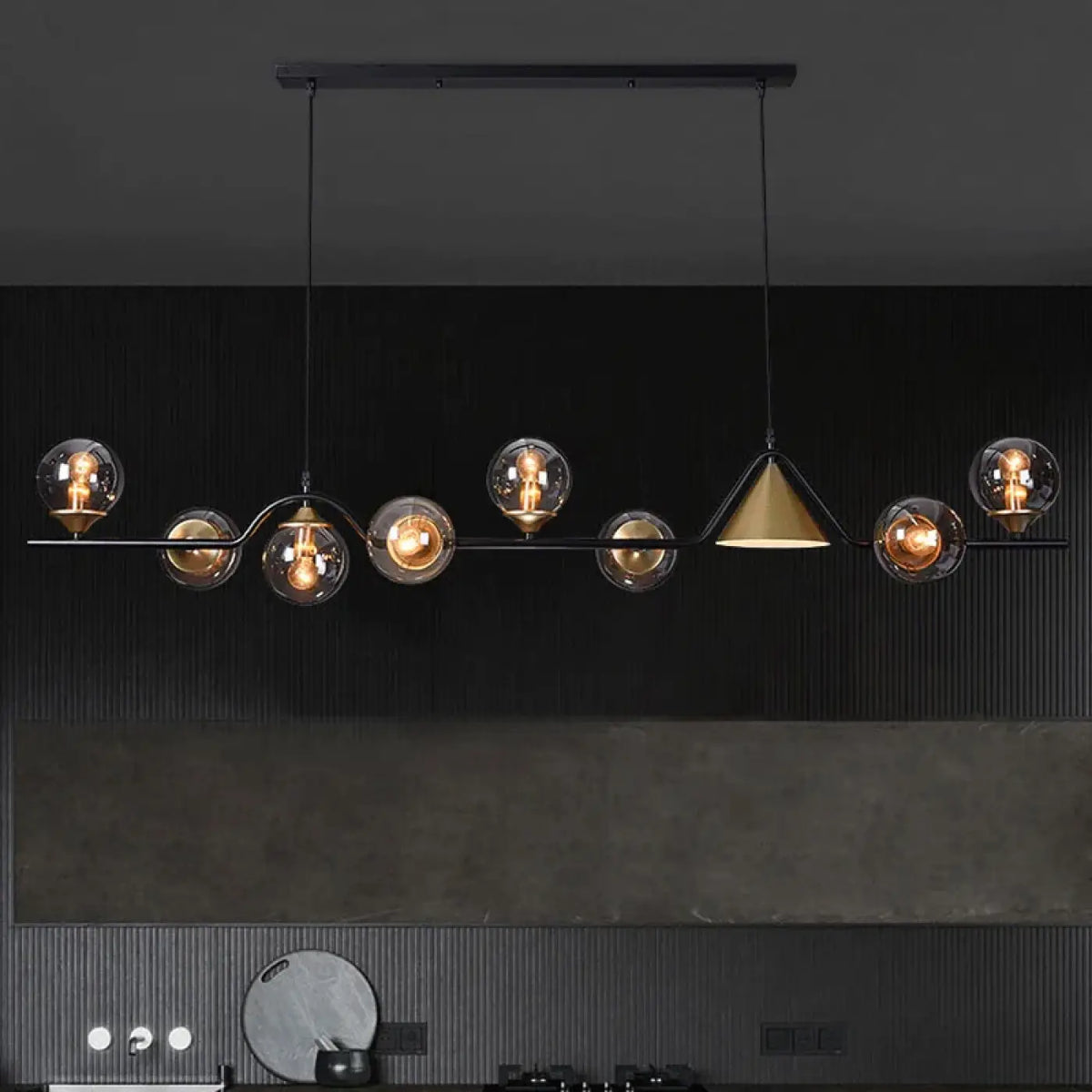Pendelleuchte Originell mit Kugeln aus Rauchglas
