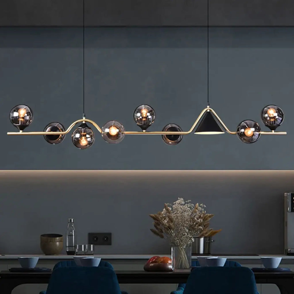 Pendelleuchte Originell mit Kugeln aus Rauchglas