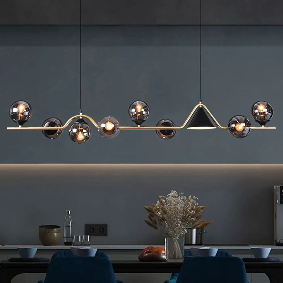 Pendelleuchte Originell mit Kugeln aus Rauchglas