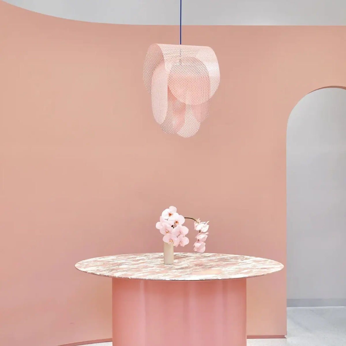 Pendelleuchte Rosa Effekt Drahtgitter Design