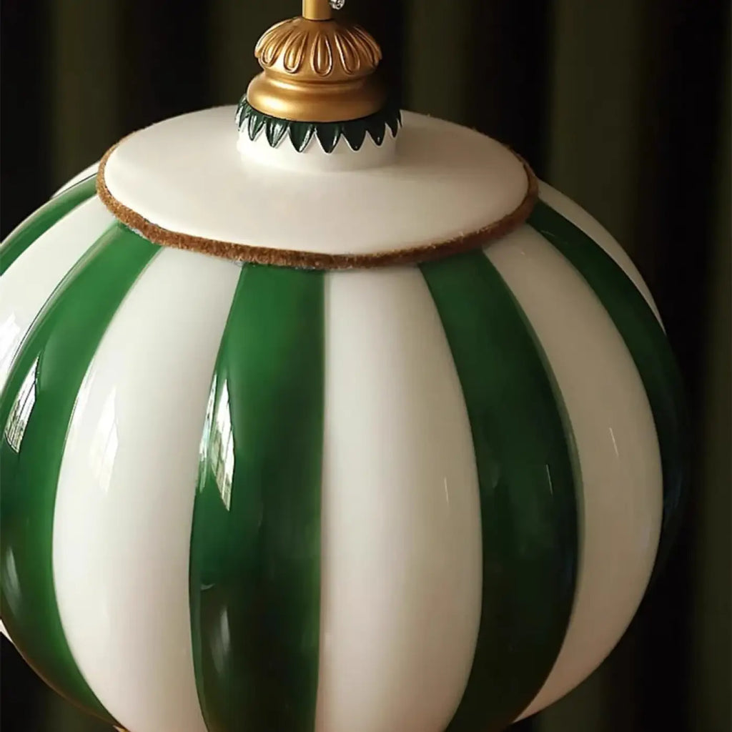 Pendelleuchte Kugel aus Glas Gestreift Grün und Weiß