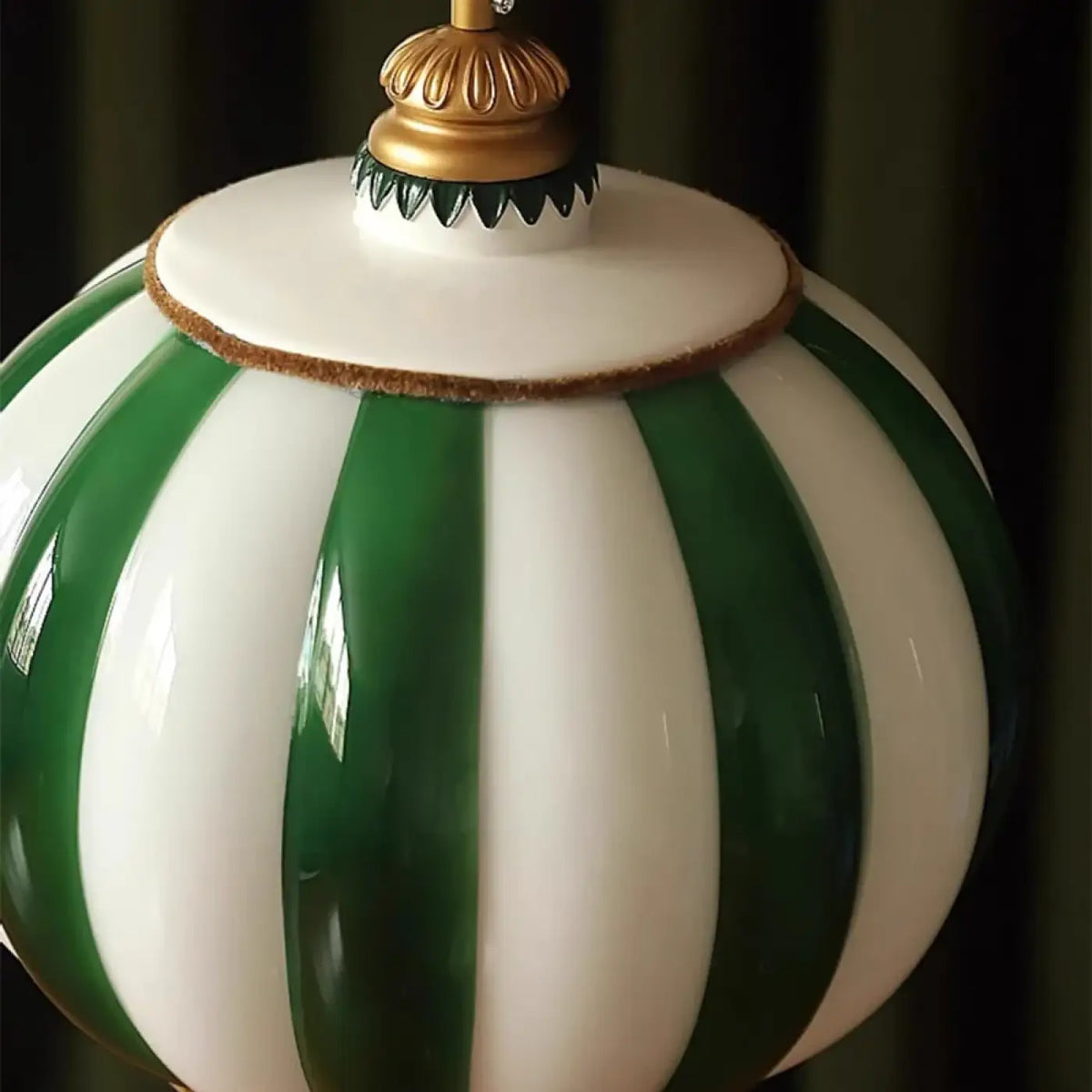 Pendelleuchte Kugel aus Glas Gestreift Grün und Weiß