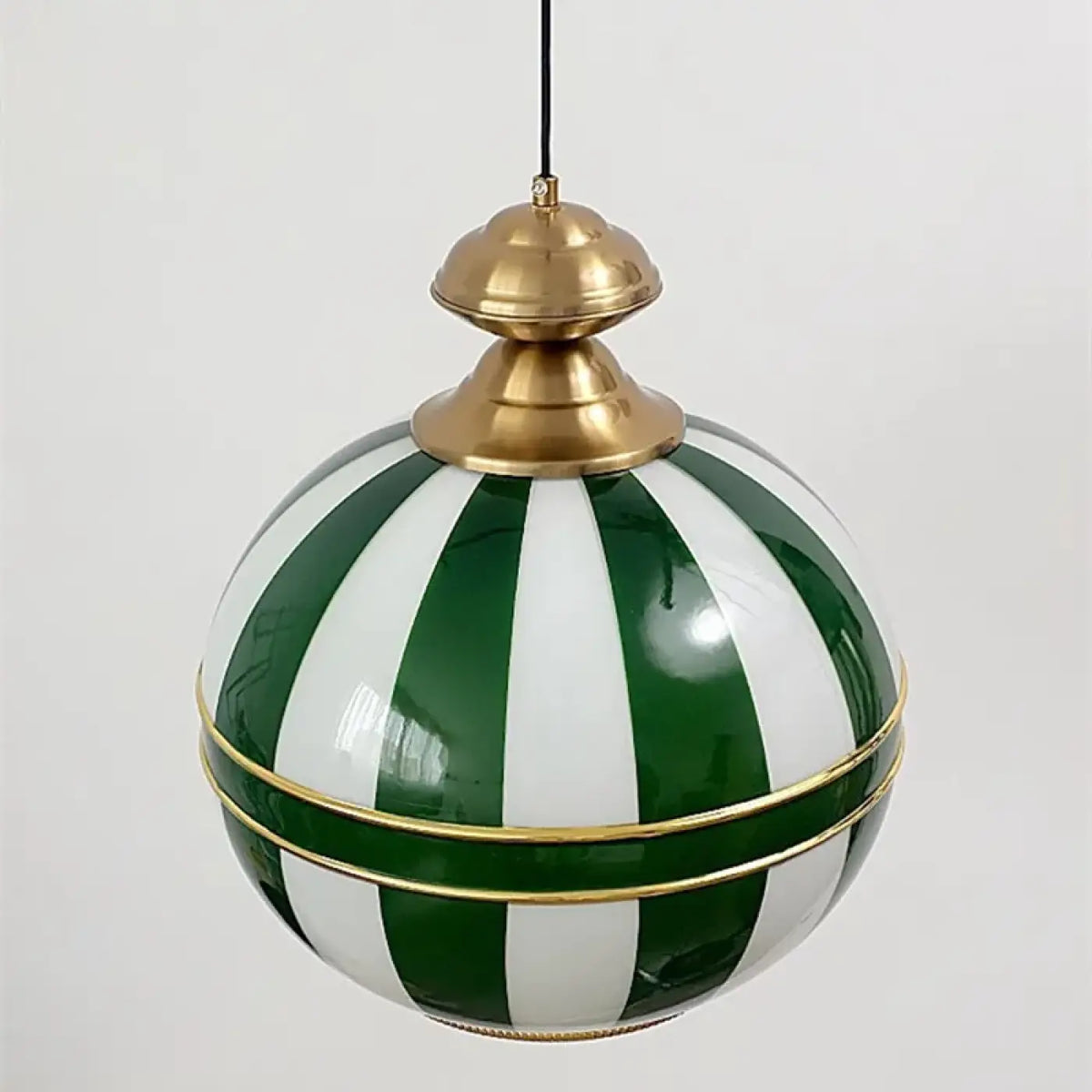 Pendelleuchte Kugel aus Glas Gestreift Grün und Weiß