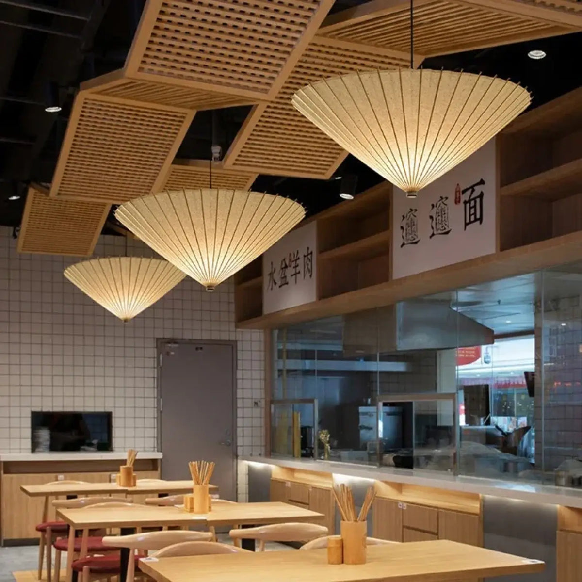 Pendelleuchte Japanisch aus Papier Natur