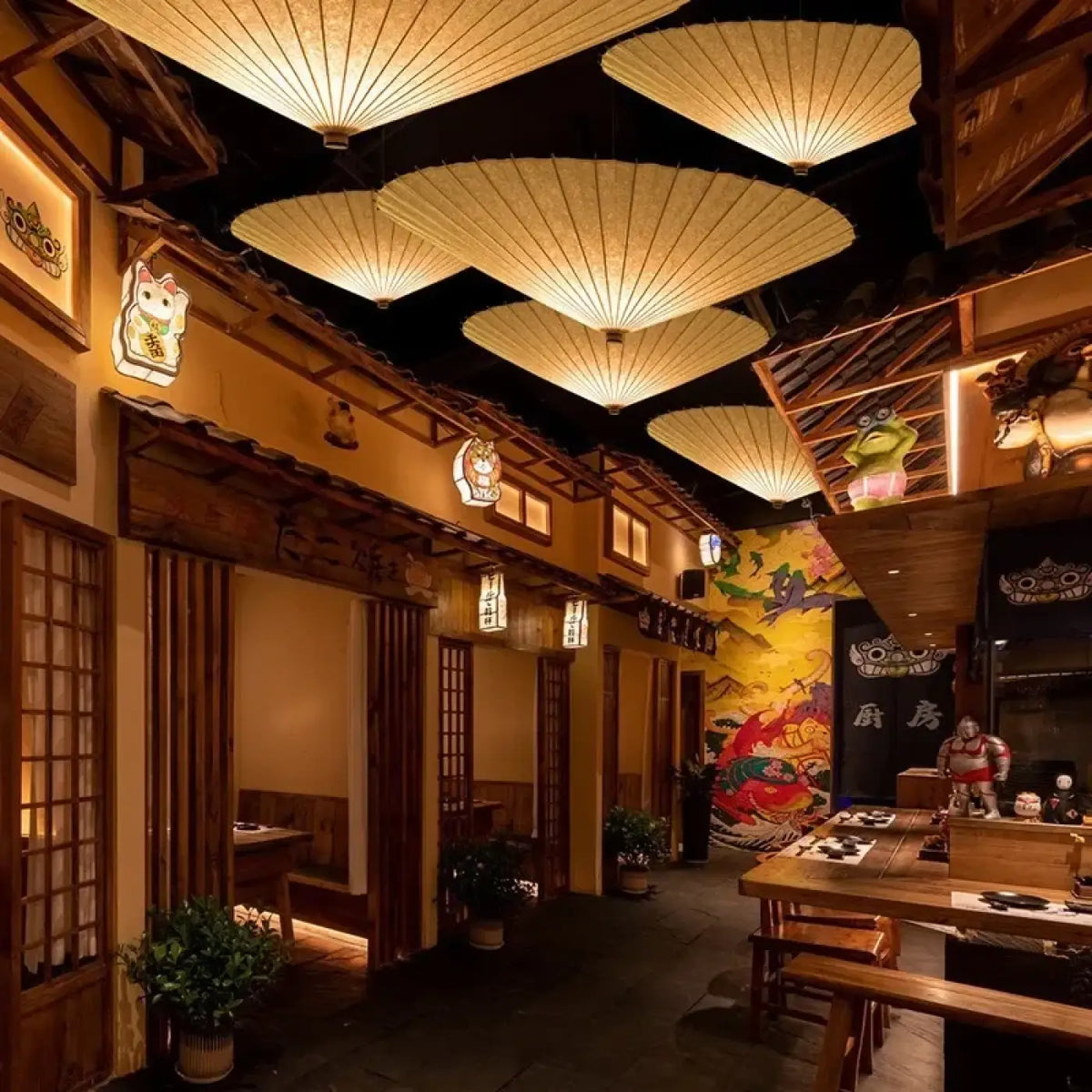 Pendelleuchte Japanisch aus Papier Natur