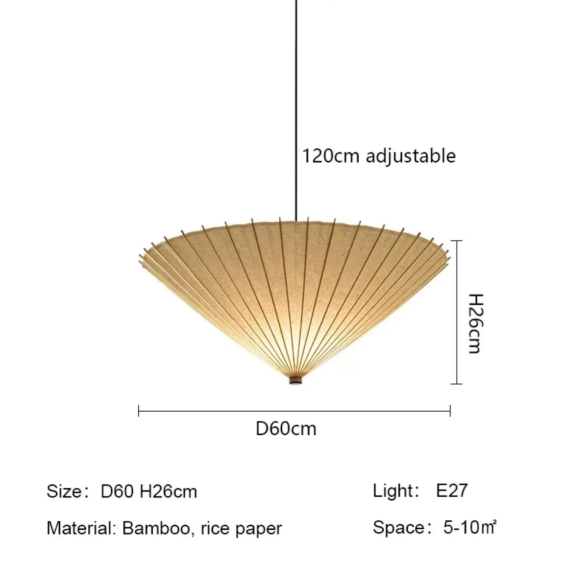 Pendelleuchte Japanisch aus Papier Natur