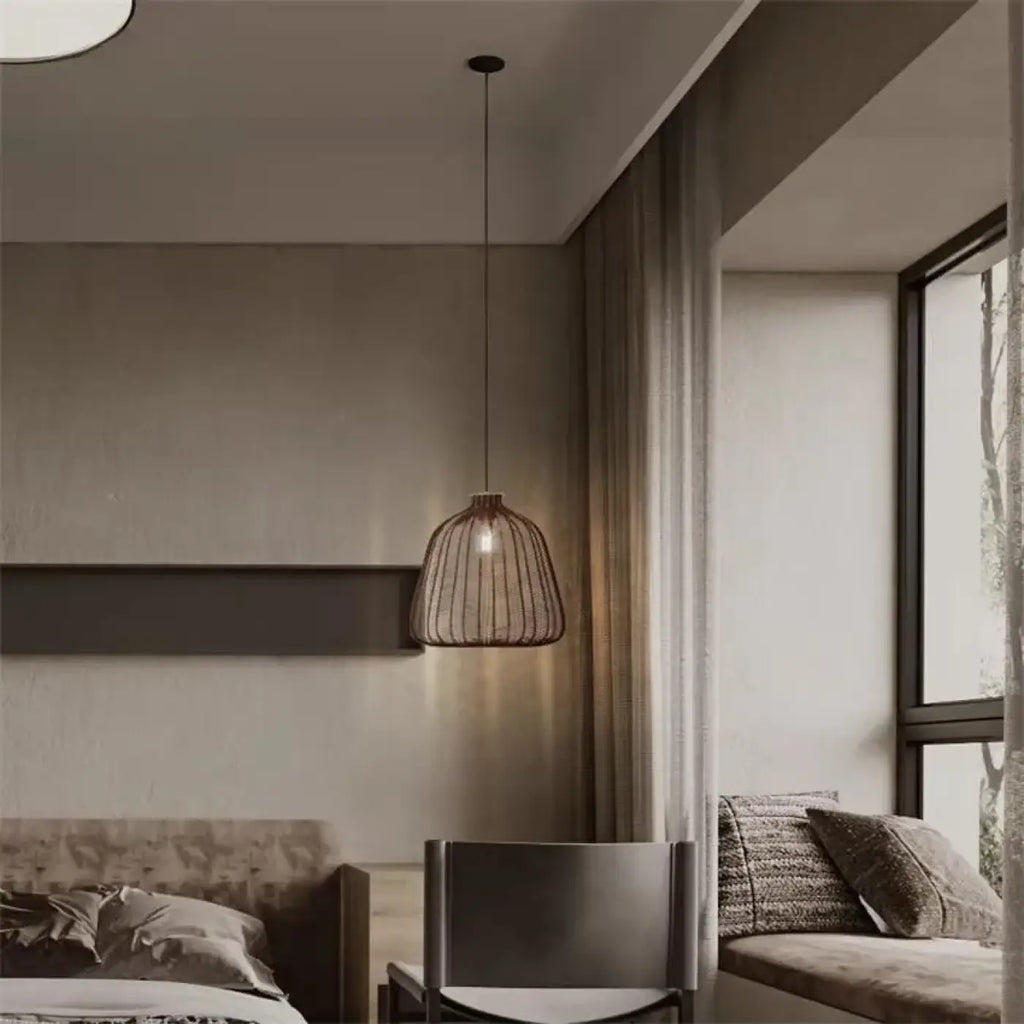Pendelleuchte Gewebt aus Rattan für Badezimmer