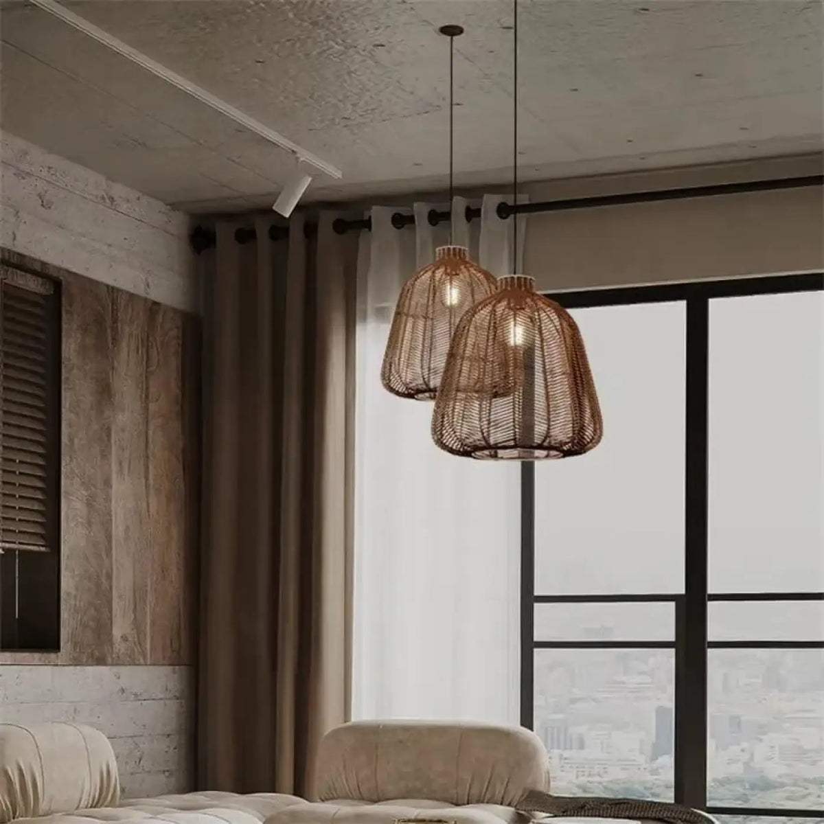 Pendelleuchte Gewebt aus Rattan für Badezimmer