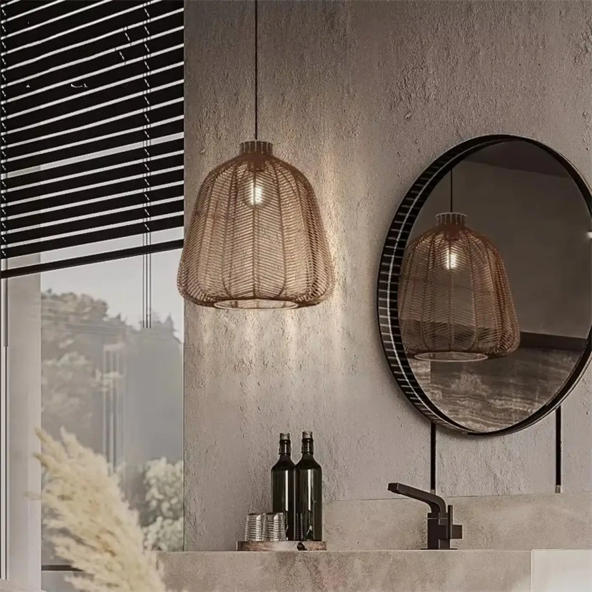 Pendelleuchte Gewebt aus Rattan für Badezimmer