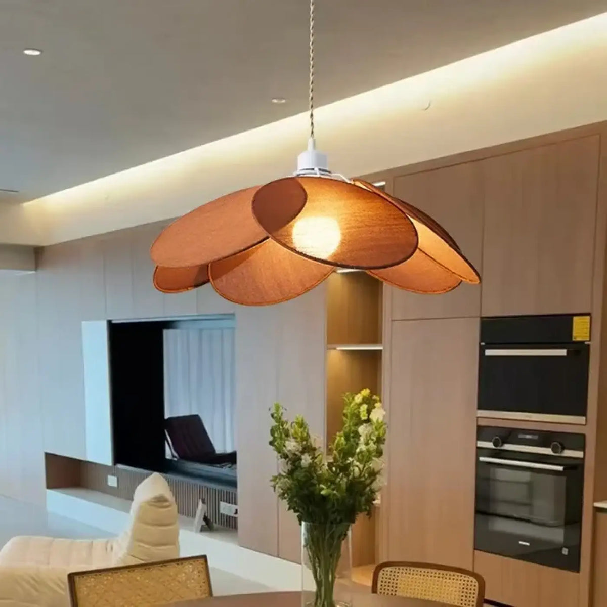 Pendelleuchte Blume aus Stoff Stil Modern