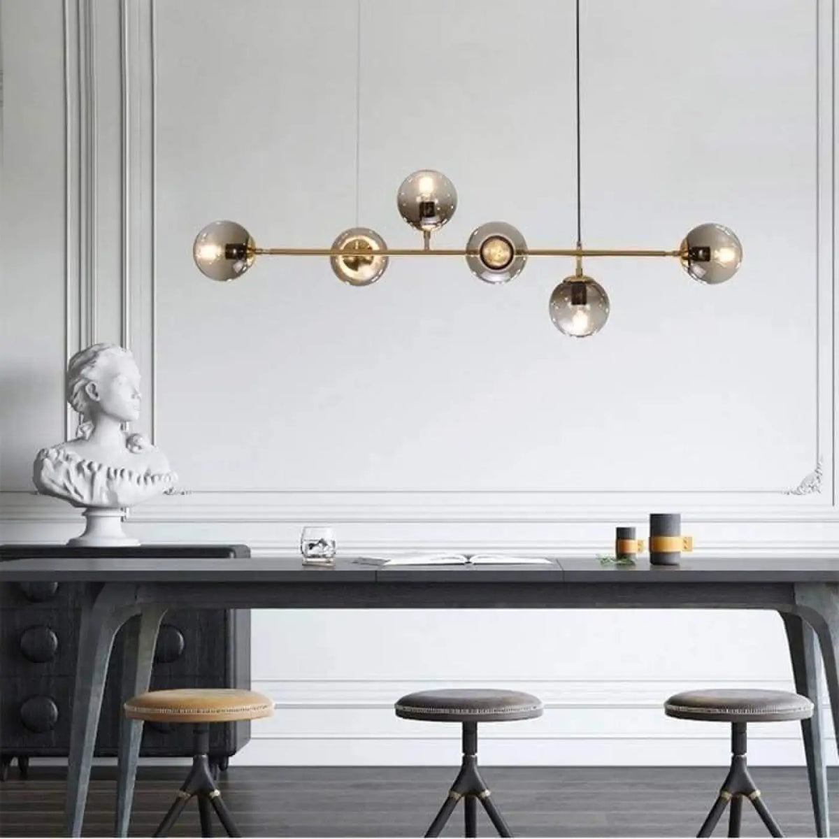 Pendelleuchte aus Glas und Messing Stil Art Déco