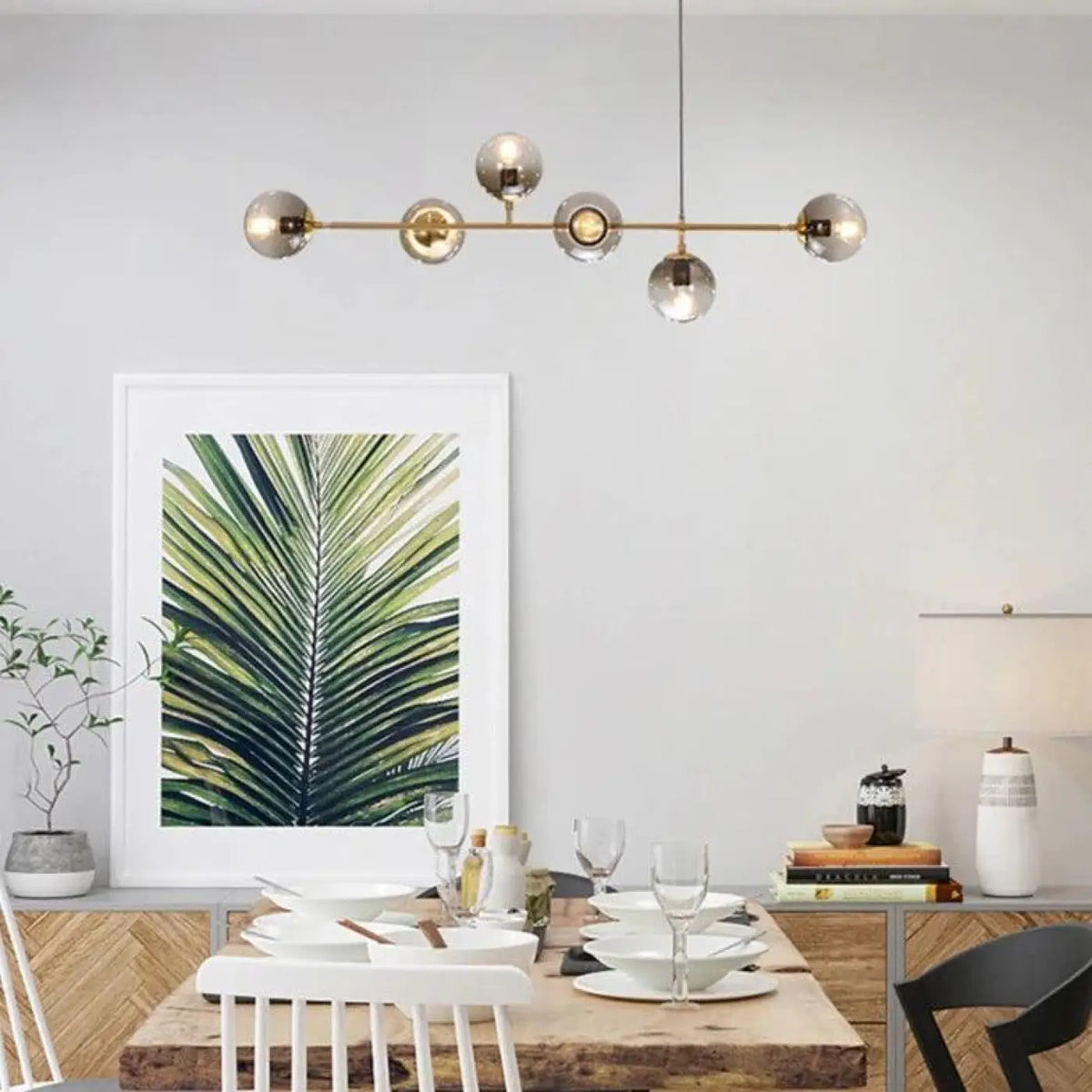 Pendelleuchte aus Glas und Messing Stil Art Déco
