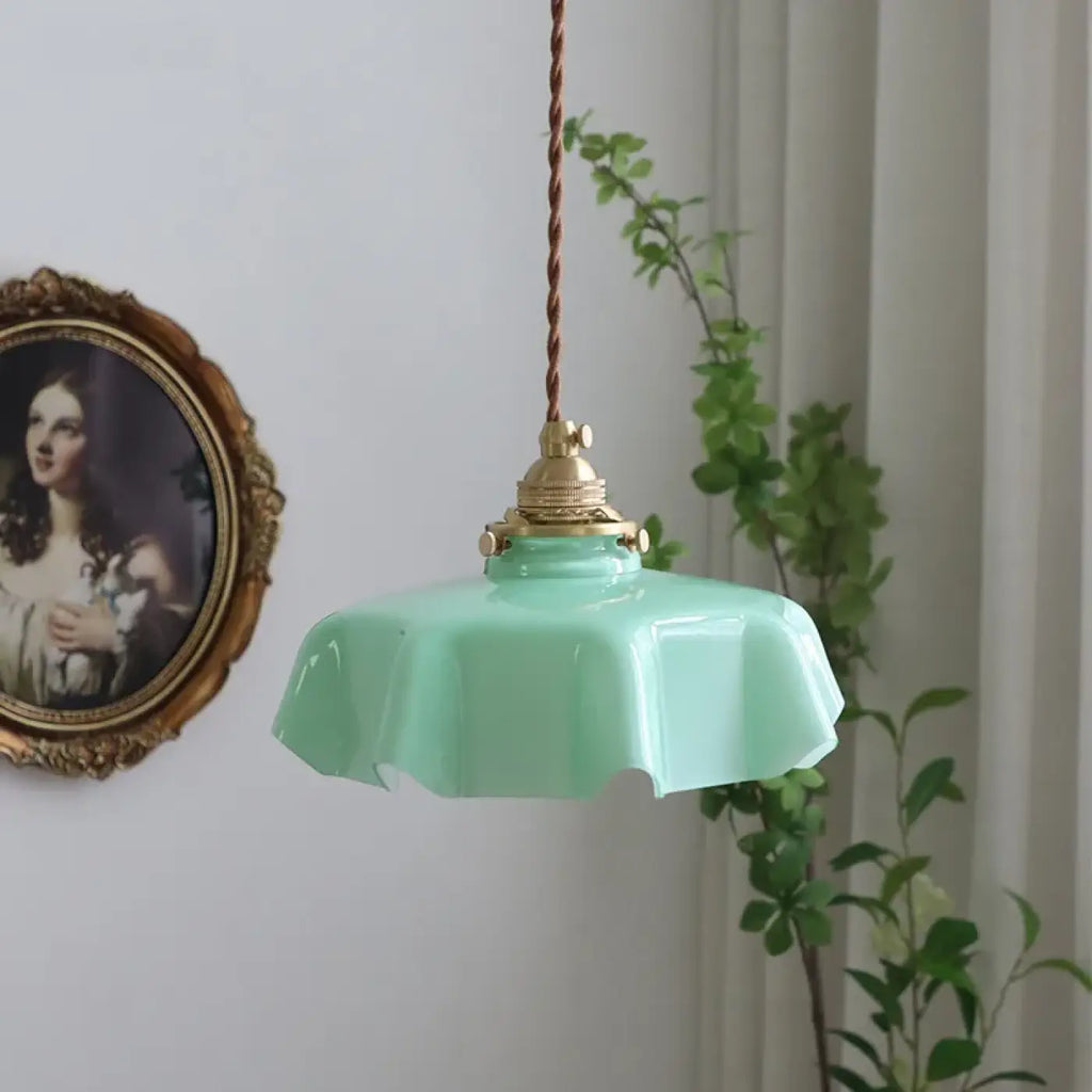 Pendelleuchte Creme aus Keramik Gewellt