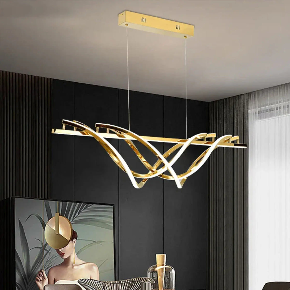 Pendelleuchte Gewellt Gold Design