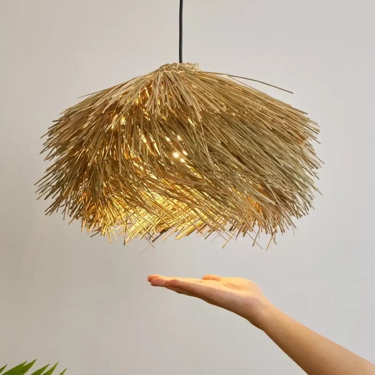 Pendelleuchte aus Stroh Natur Boho-Stil Schick