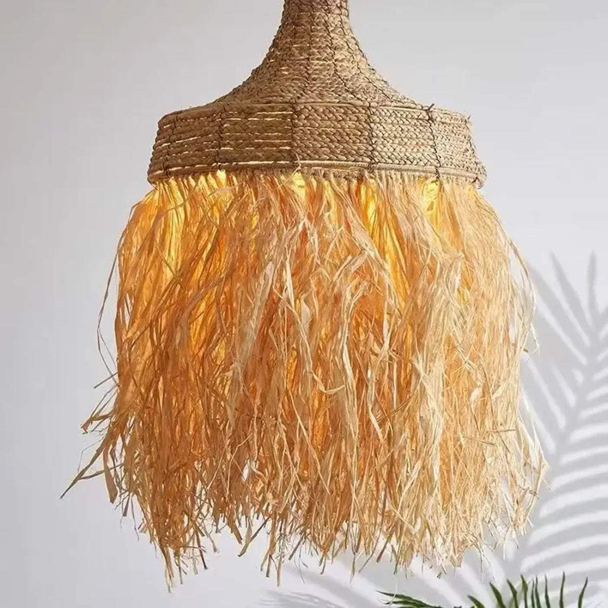 Pendelleuchte aus Raffia Natur Boho