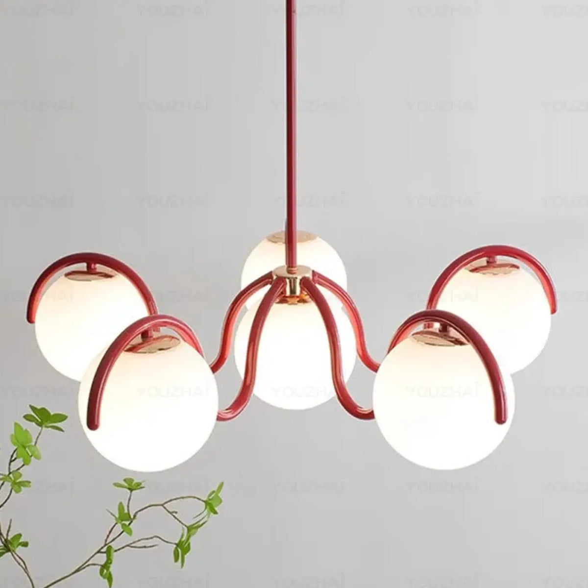 Pendelleuchte Retro mit Sechs Globen Farbig