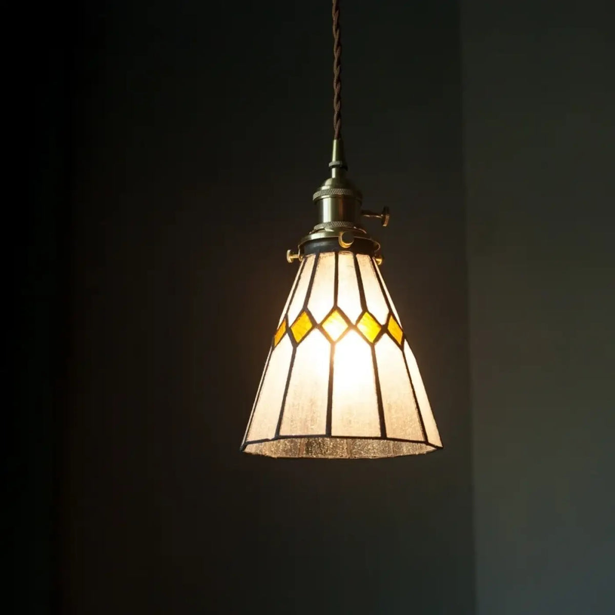 Pendelleuchte Glas Art Déco und Kupfer