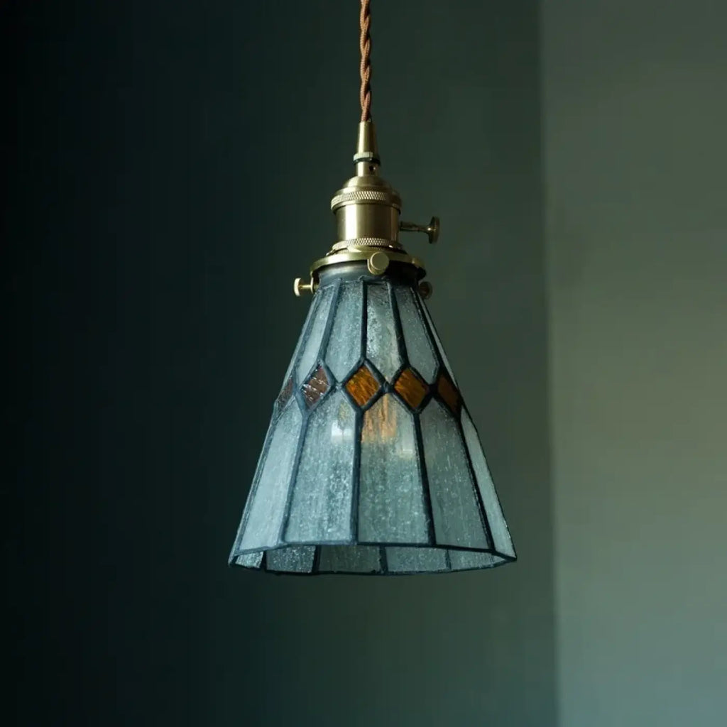Pendelleuchte Glas Art Déco und Kupfer