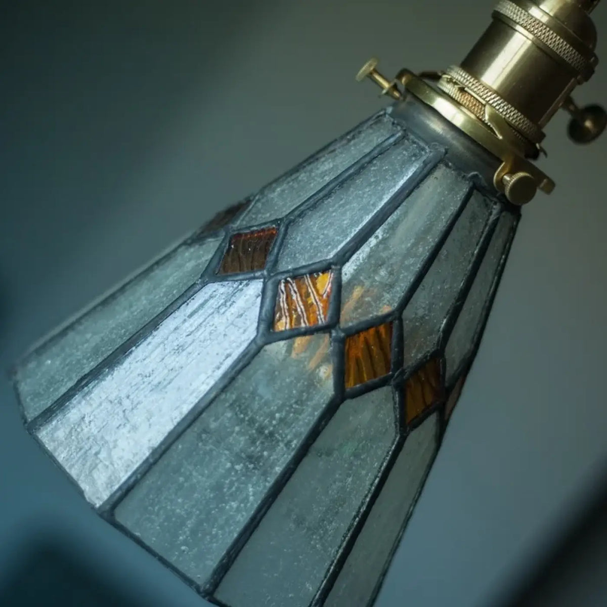 Pendelleuchte Glas Art Déco und Kupfer