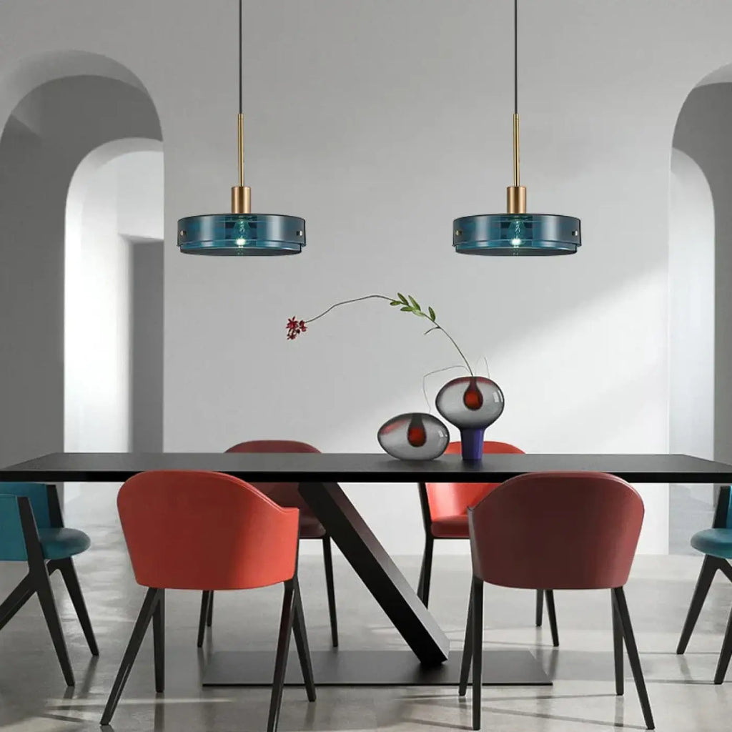 Pendelleuchte aus Glas Blau für Esszimmer
